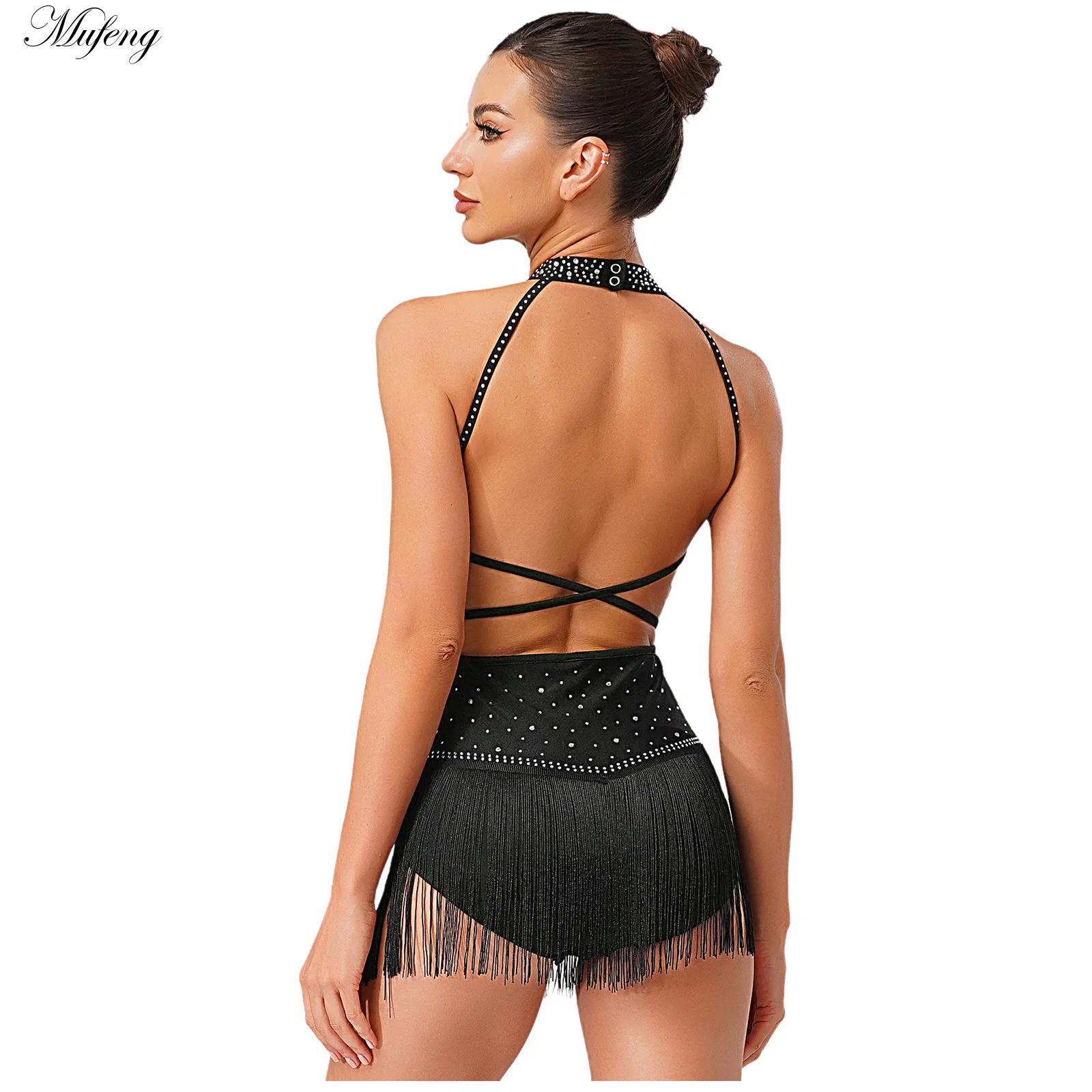 Mulheres dança vestidos rítmic - Rhinestone Banding Trim avaliação e preço
